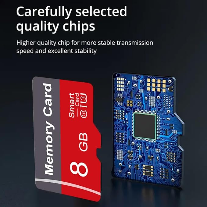 2 Pack Memory Card 8GB with Adapter, High Speed TF Card, UHS-I C10 A1 Memory TF