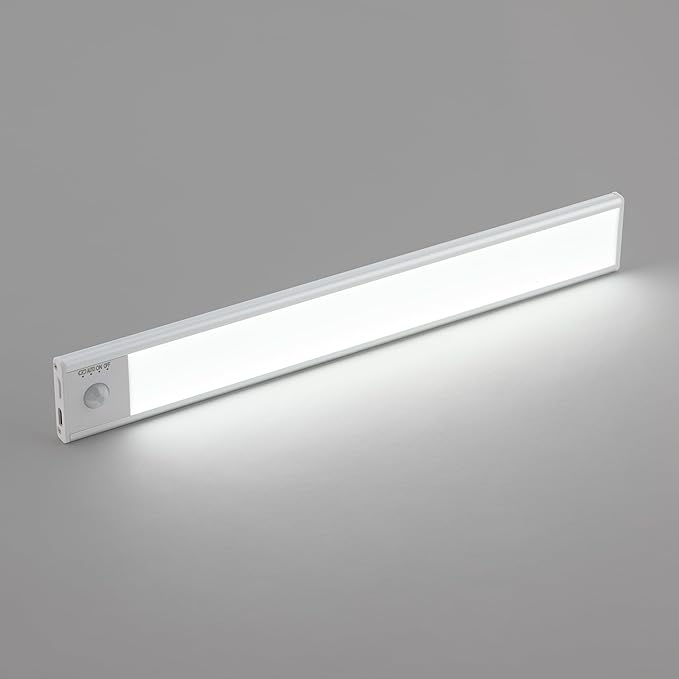 Magnetix 8in Re-Chargeable LED Under Cabinet Motion Sensor Light Bar with Magnetic Mounting Clips, Dimmable and 3-CCT Selectable in Brushed Aluminum for Kitchen and Closet