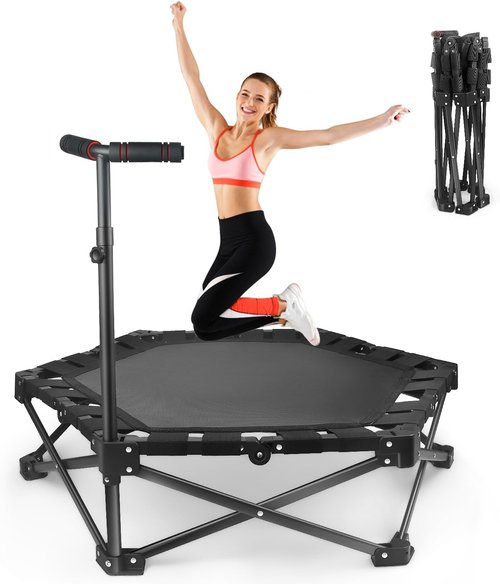 Foldable Mini Trampoline - 42" Rebounder for Adults & Kids | One-Step Fold & Open, 450lbs Capacity