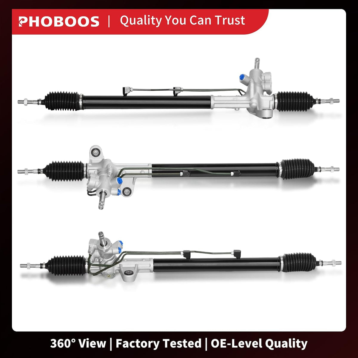 PHOBOOS Hydraulic Power Steering Rack and Pinion Assembly Compatible with Acura TSX 2004-2008, L4 2.4L. New Unit, Leak-proof, Direct Bolt-On Fit, Ref. 26-2720