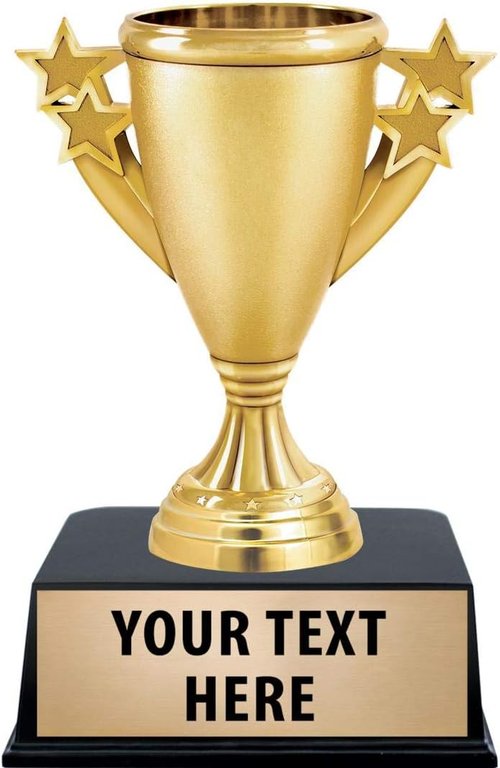 Crown Awards Gold Cup Trophy - 5.25" Gold Starburst Recognition Trophy with Custom Engraving