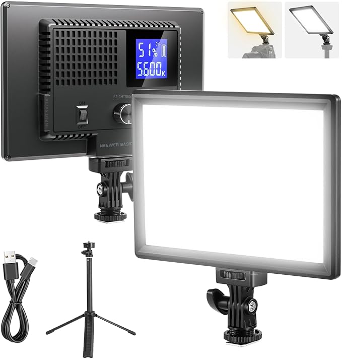 NEEWER Basics 9" LED Light Panel, 3200-5600K Edge Lit Dimmable Camera Soft Key