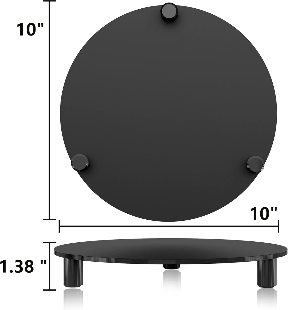 Skiennix Acrylic Risers - 10-Inch Round Black Pedestal Stand for Indoor Plants & Décor