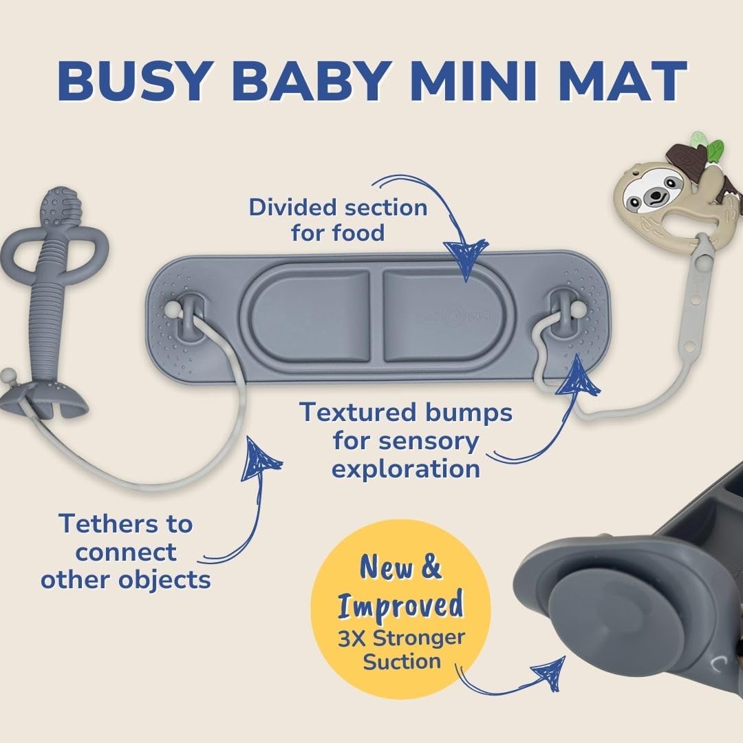 Busy Baby Mini Mat NEW Suction Cups with 2 Straps Baby Weaning(TanMini)
