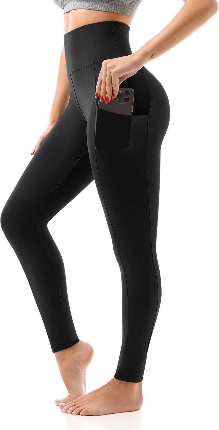 SINOPHANT High Waisted Leggings - Buttery Soft Stretchy Yoga Pants with Pockets | Full Length Capri