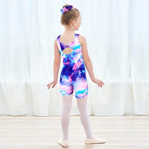 JESKIDS Leotards for Girls - Gymnastics Biketards with Shorts & Matching Hair Scrunchie | Ages 3-15