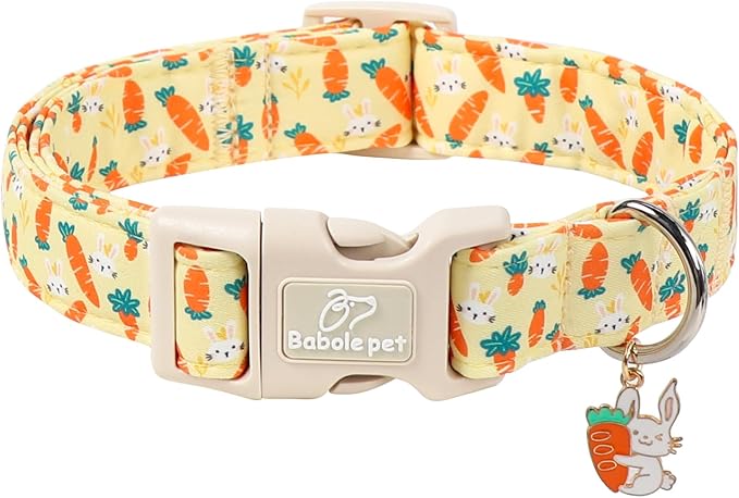 Easter Dog Collar for Giant Large Dogs - Cute Carrot Bunny Easter Collars for Boy Girl Dogs, Lightweight Adjustable Yellow Cartoon Holiday Dog Collar XL