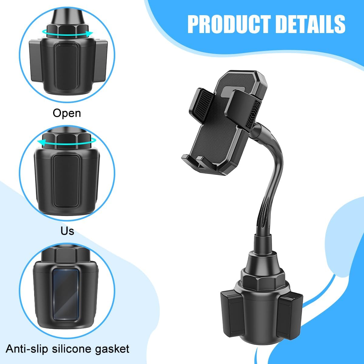 360° Rotatable Long-Neck Cup Holder Phone Mount, Style X907