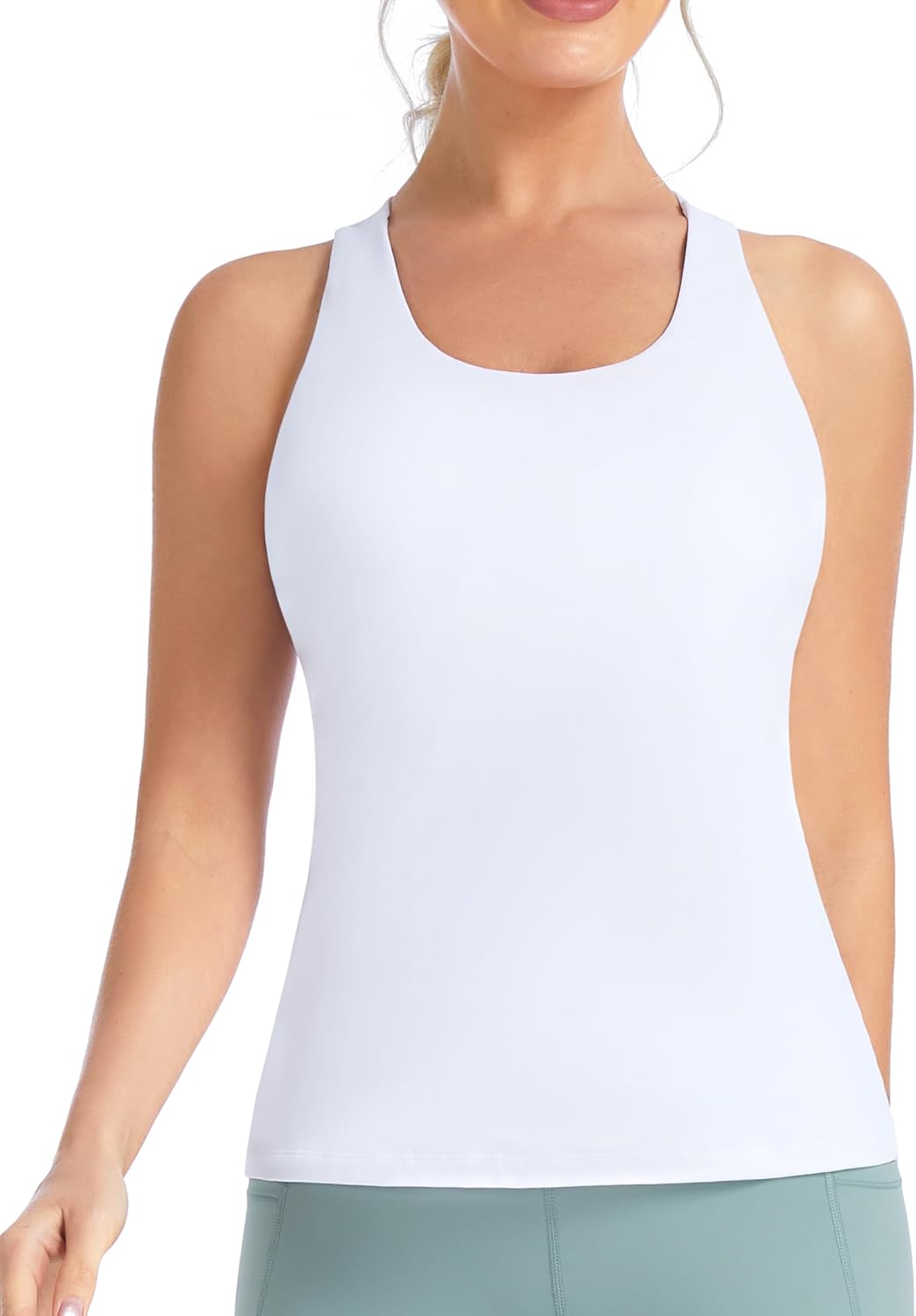 The Gym People Women's Longline Yoga Sports Bra - Slim Fit Racerback with Built-In Padding | Comfortable Workout Top