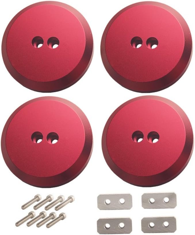 Dewhel Jack Pad Adapter Billet Anodized Red Aluminum Floor Jack for Corvette C8/C7/C6 Premium Bolt on Jack Points - 4 Pack¡­