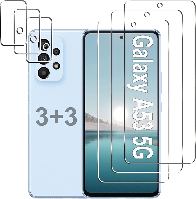 Galaxy A53 5G Screen Protector + Camera Lens Protector, HD Tempered Glass Film