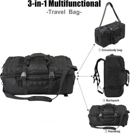 Greencity Travel Duffel Bag - Waterproof Weekend Overnight Bag for Men & Women | 30L, 45L, 85L - Black