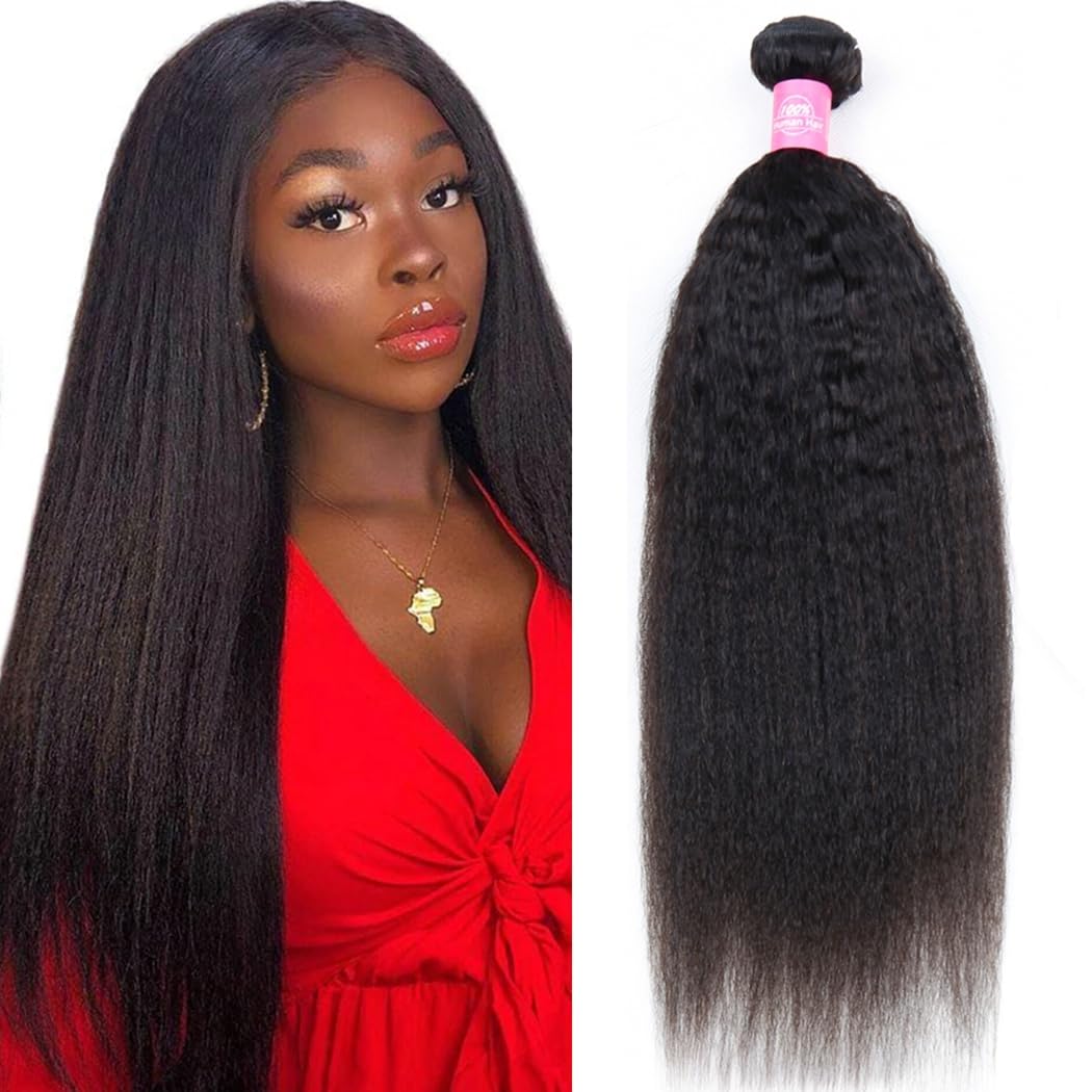 Odir Kinky Straight Human Hair Bundles 30 Inch Unprocessed 9A Brazilian Yaki Straight Virgin Hair 1 Bundle Kinky Straight Remy H