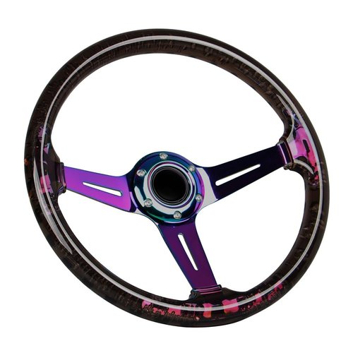 Black Crystal Acrylic Racing Steering Wheel 350mm/13.8'' Golf Cart Steering Wheel Universal for Club Car EZGO RXV & TXT, Yamaha,Race and Sim Racing Setup