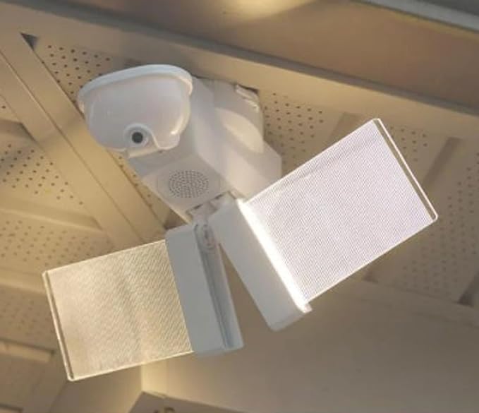 Video Wi-Fi Connected White Wired EdgeLit Motion Activated Outdoor Security