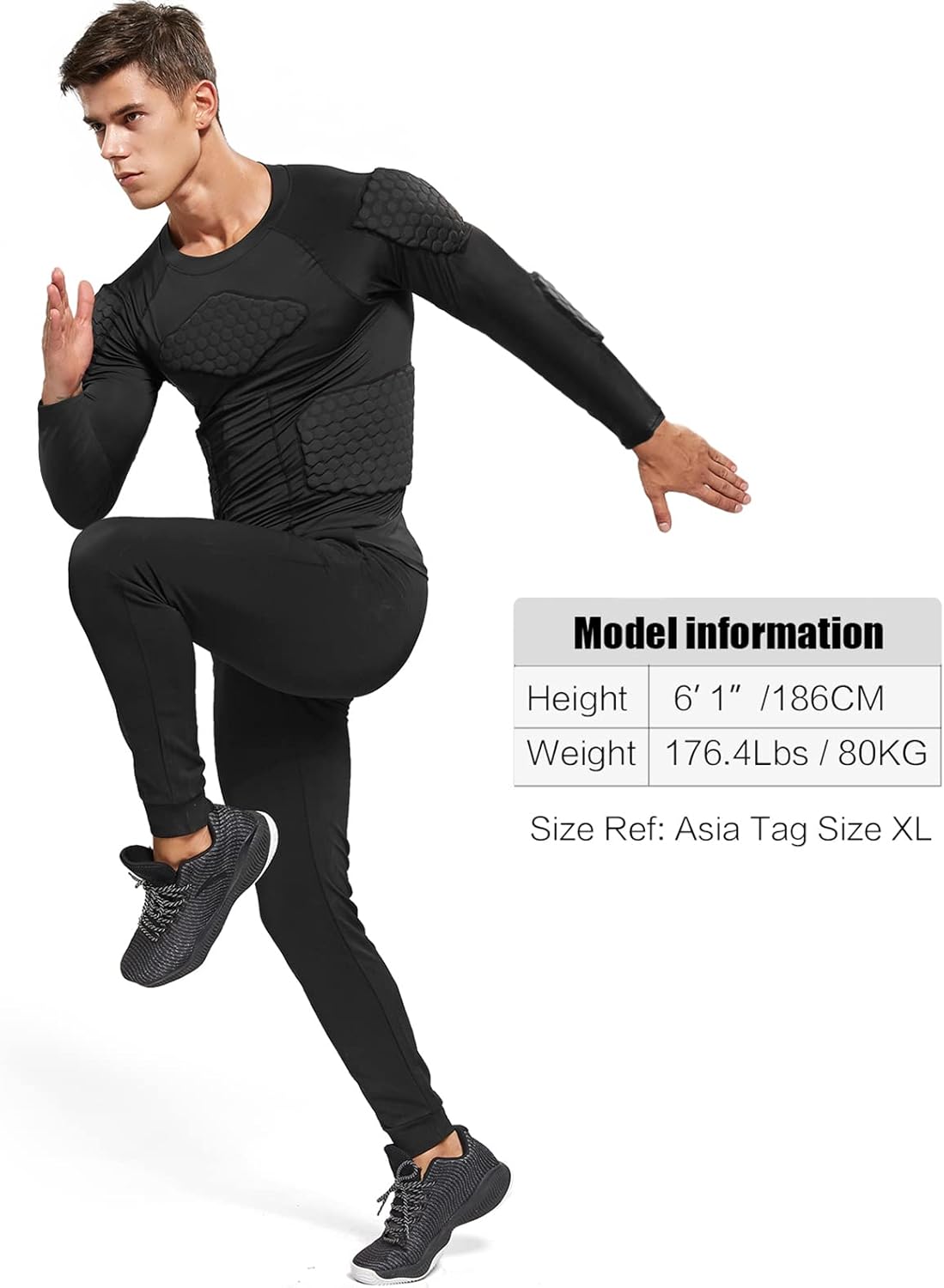 Zicac Men's Compression Rash Guard - Shock-Absorbing Protective Shirt for Soccer & Basketball