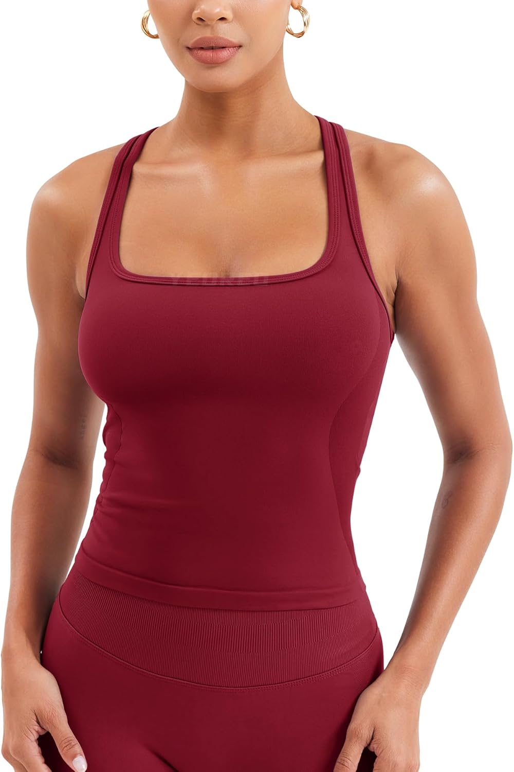 YEOREO Workout Tank Tops for Women - Seamless Square Neck Sleeveless Gym & Yoga Shirts