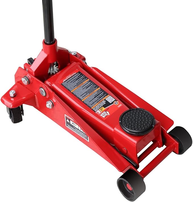 Big RED T830025-1 Floor Jack Heavy Duty Hydraulic Steel Service Jack with Single Piston Quick Lift Pump and Detachable Handle, 6,000 LBS Capacity, Black