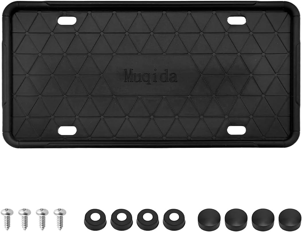 2PCS Silicone License Plate Frame, Rattle-Proof Front Back License Bracket Holder Rust-Proof Car Frames Protector, Weather-Proof Auto Tag Plate Frame for US Standard Cars