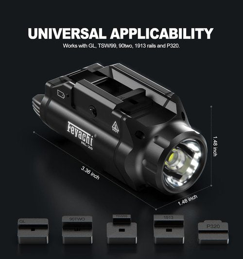 Feyachi HL-20 Pistol Light - 1500 Lumen LED Tactical Flashlight for Handguns | Compact Black Design