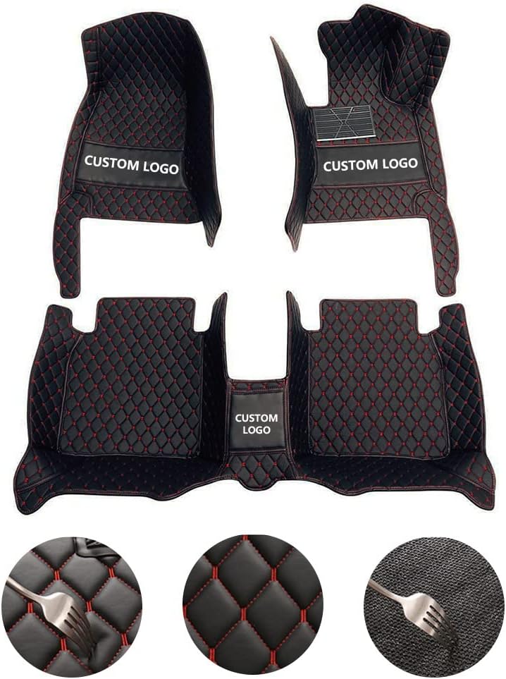 Custom All-Weather Protection Leather Car Floor Mats for Cars Sedan SUV Sports Car Waterproof Floor Mat (Black Brown)