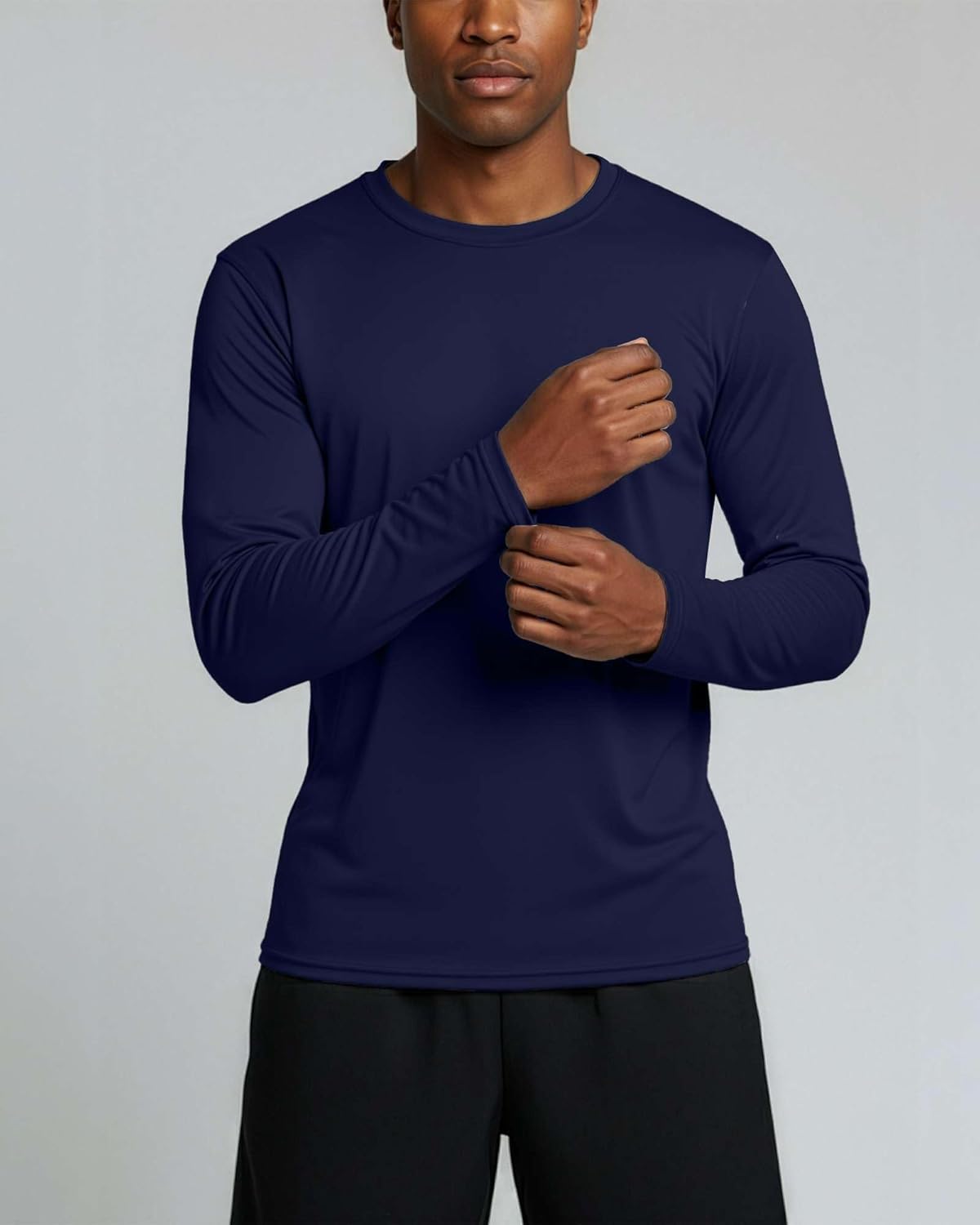 Real Essentials Men's Long Sleeve Dry Fit T-Shirts - UPF 50 Sun Protection for Hiking & Gym | 4 Pack