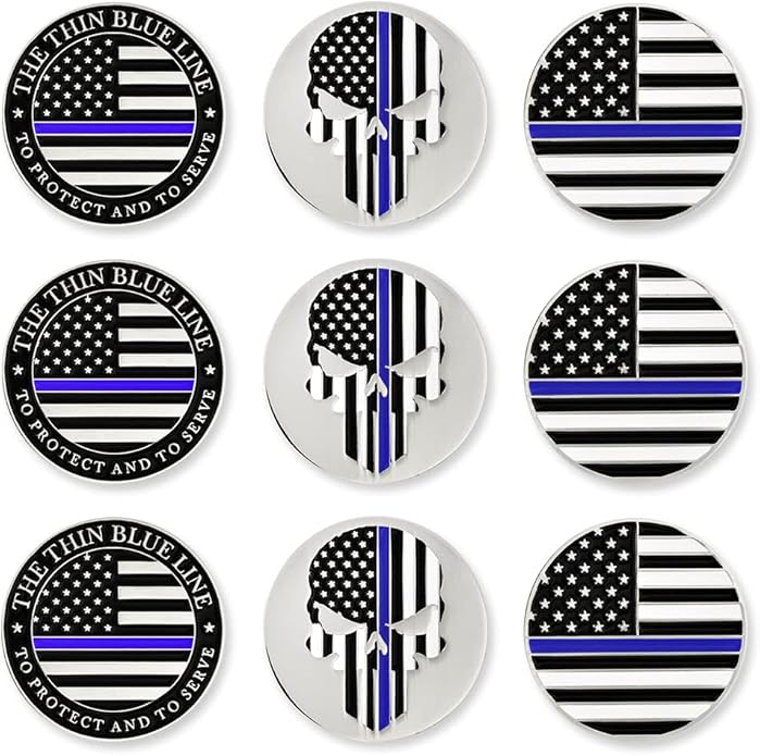 PinMart’s Mix Bundle Pack of 9 Golf Ball Markers - Golf Accessories for Men and Women – United States Eagle and American Flag Magnetic Ball Markers Set of 9