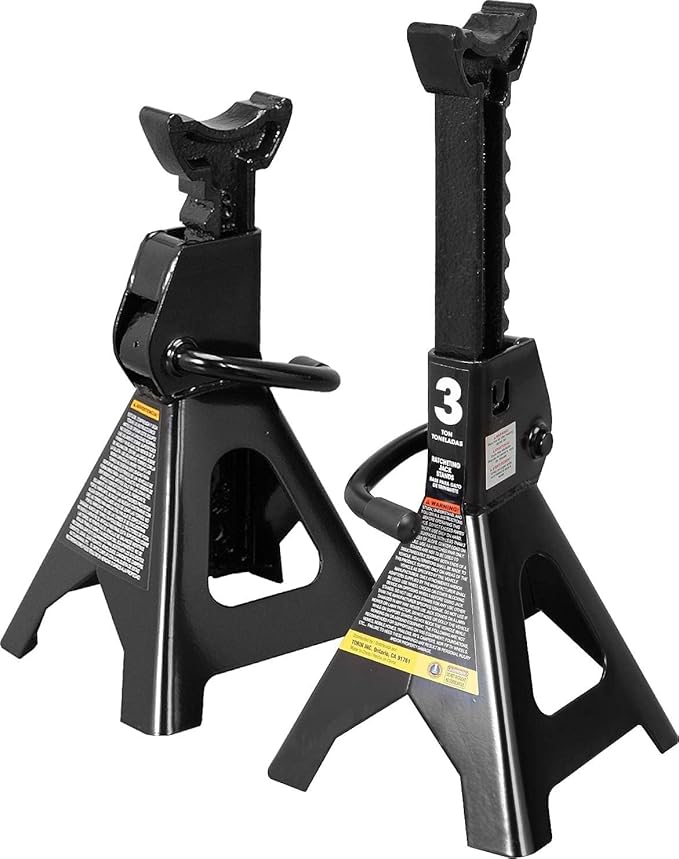 Torin AT43202B-1 Steel Jack Stands: 3 Ton (6,000 lb.) Capacity, Black, 1 Pair