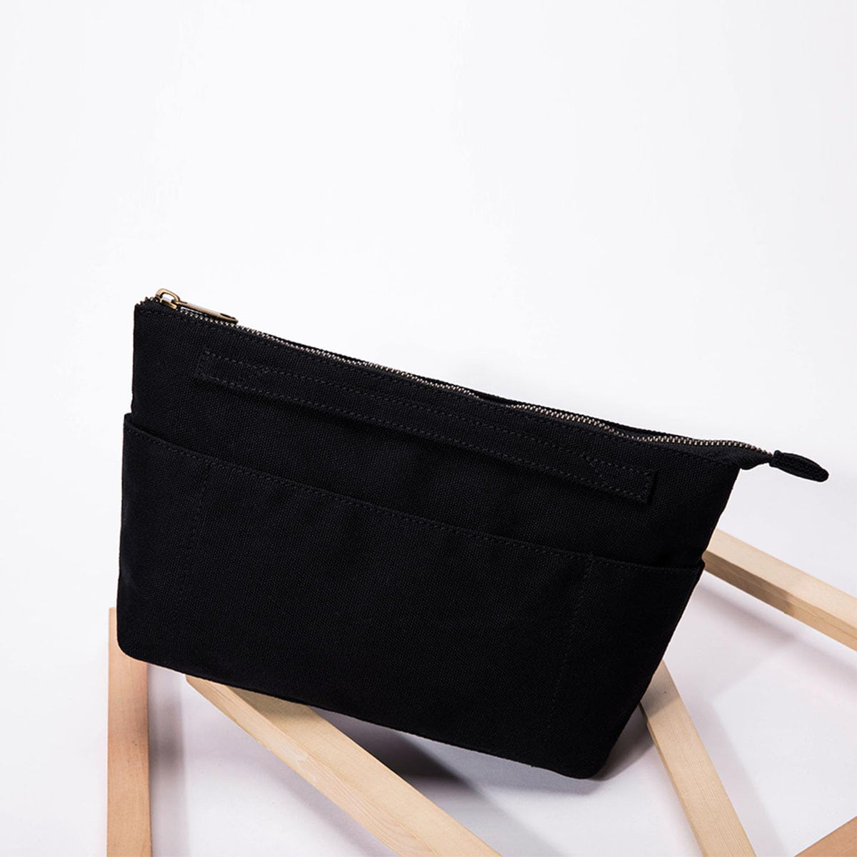 Tote Organizer Insert Purse Organizer for Handbags Cotton Canvas Simple Style Multiple Compartments (Black)