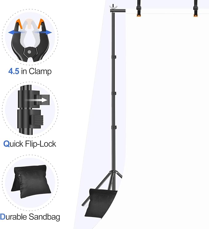 EMART Backdrop Stand 10x10ft Photo Studio Adjustable Background Stand Support