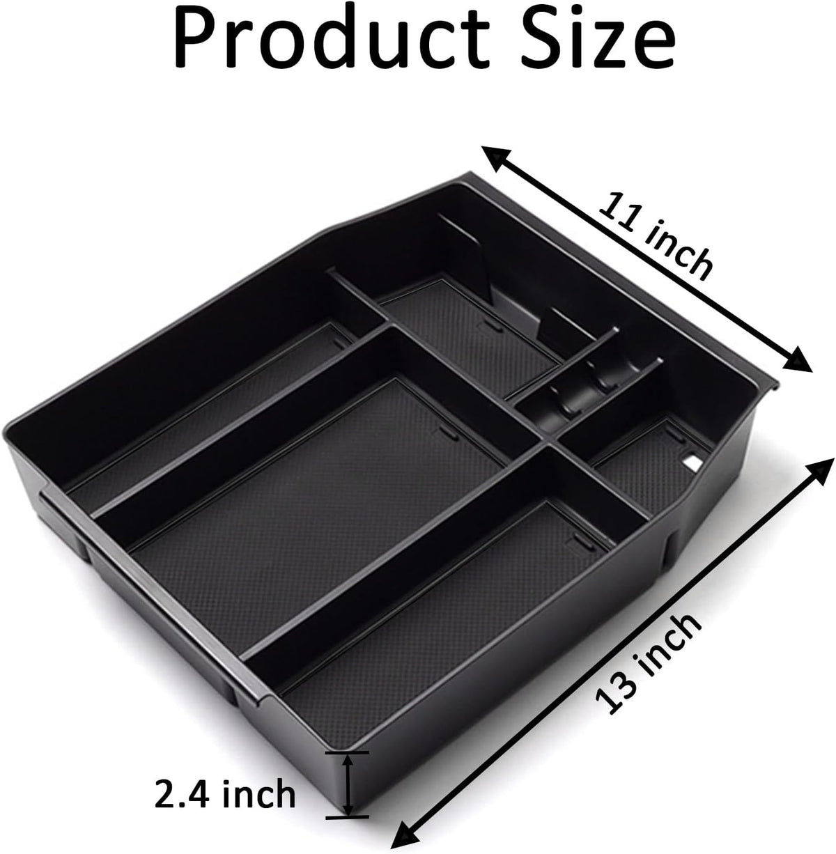 Center Console Organizer Tray for Ford F150 2021 2022 2023 2024 Accessories Interior Secondary Storage Armrest Box Insert Hidden Cubby Drawer (Full Console w/Bucket Seats ONLY) (Black Trim)