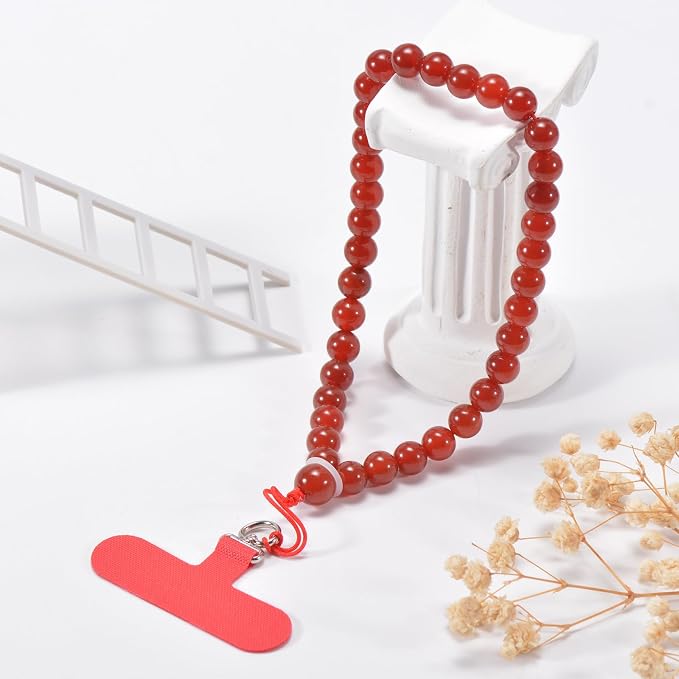 Agate Beaded Phone Wrist Strap for Women Men Stone Beads Charm Handmade