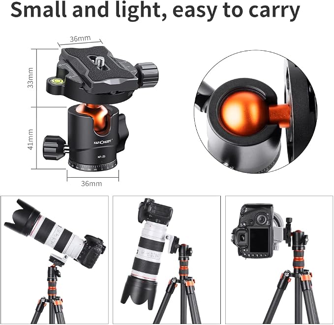 K&F Concept 25mm Metal Tripod Ball Head 360 Degree Rotating Panoramic