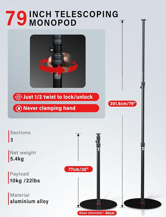 IFOOTAGE A400 Round Base Monopod Light Stand