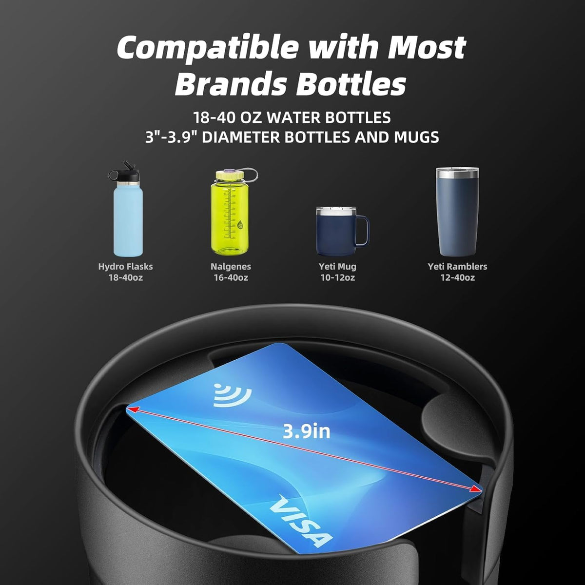 Car Cup Holder Expander Adapter, Cup Holder Extender with Adjustable Base