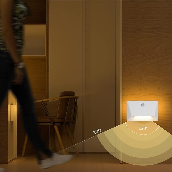 Motion Sensor Night Light, 2200mAh Rechargeable Stair Lights Indoor, 3000K, Link Mode, for Bedroom, Bathroom, Nursery, Stairs & Hallways