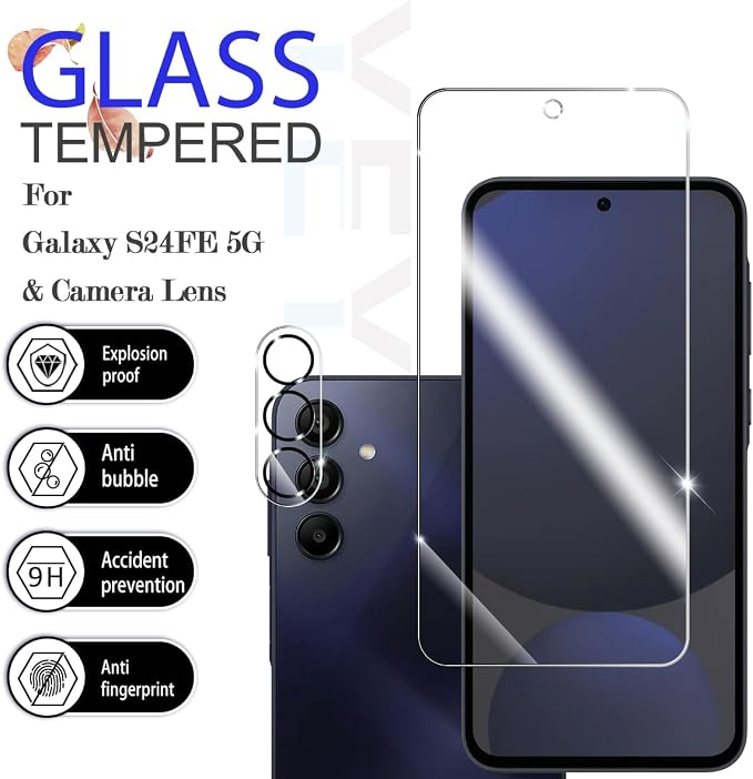 Screen Protector for Samsung Galaxy S24 FE, Tempered Glass for Galaxy S24 FE &