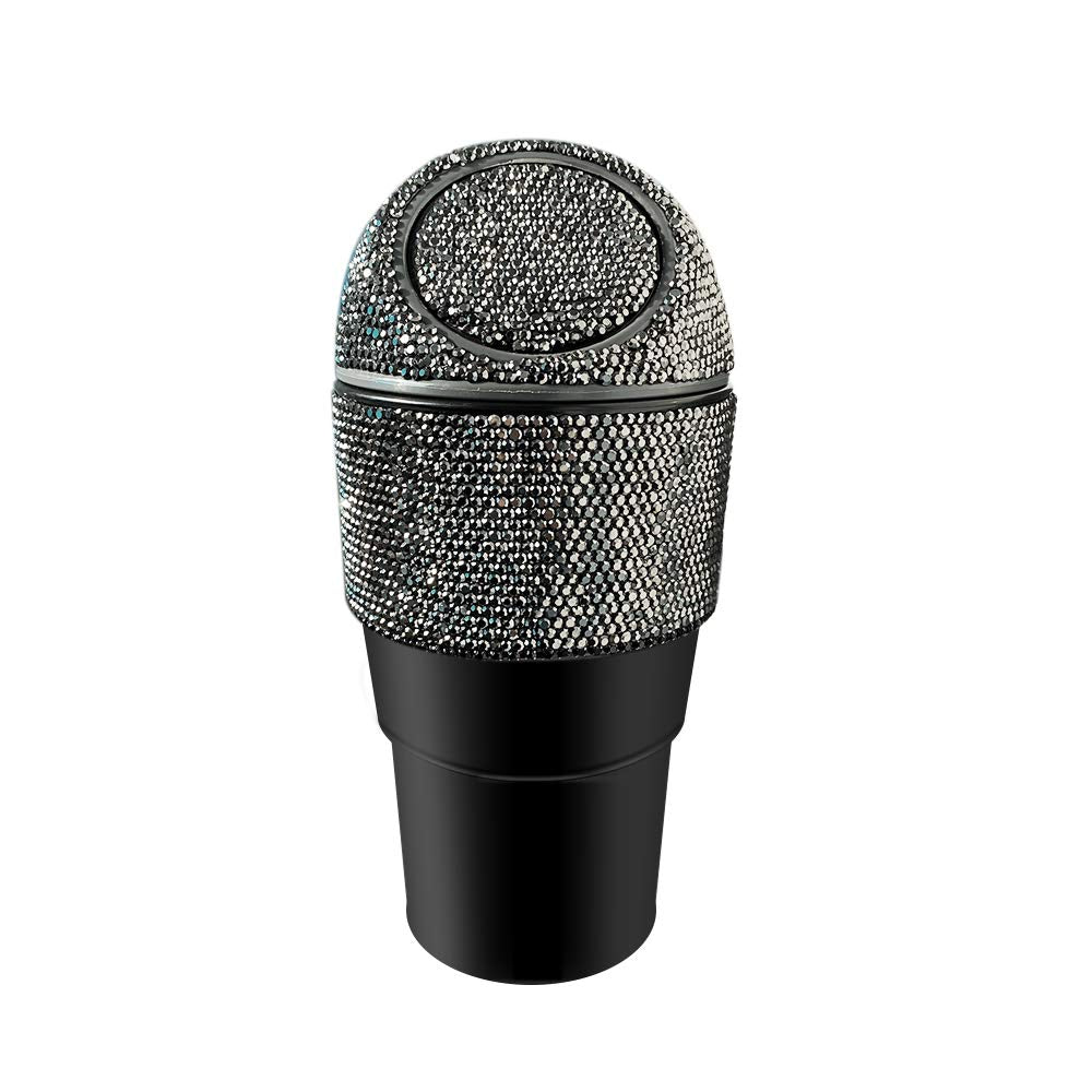 Bling Rhinestone Auto Garbage Can Car Trash Can with Lid Mini Garbage Bin for Automotive Car, Home, Office, Kitchen, Bedroom (C)
