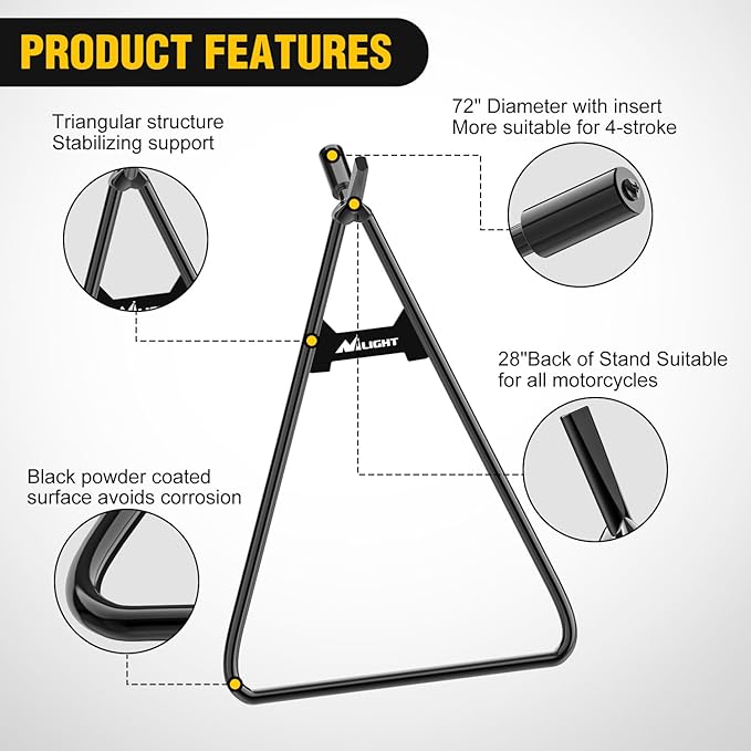 Nilight Dirt Bike Kickstand Holder, Universal Motorcycle Triangle Side Stand for 80-500cc Supermoto Motocross Enduro Pit Bike Black