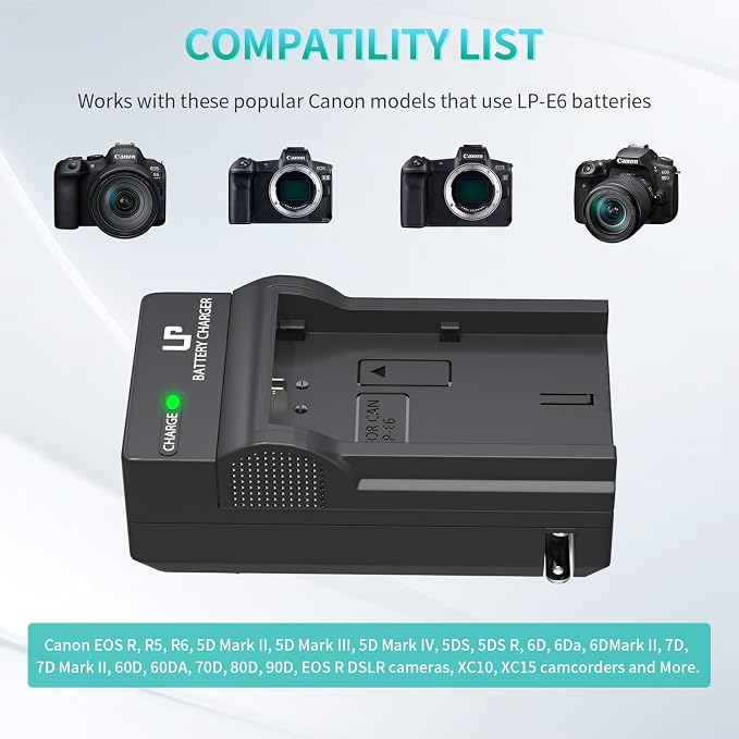 LP LP-E6 LP E6N Battery Charger, Charger Compatible