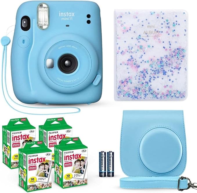 Fujifilm Instax Mini 11 Instant Camera Sky Blue + Fuji Film Value Pack +