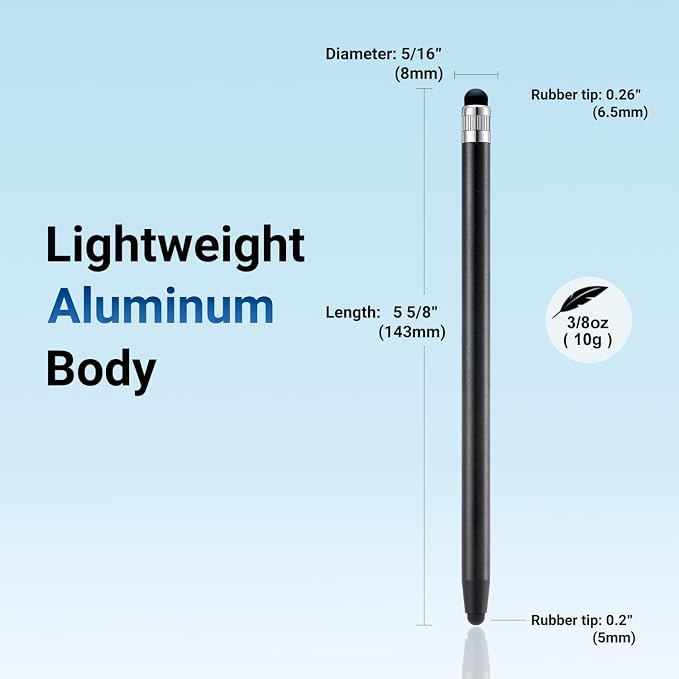 LINFANC 12Pcs Black Stylus Pen for Touchscreen, 2-in-1 High Precision &