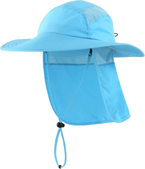 Home Prefer UPF 50+ Men's Wide Brim Fishing Hat - Sun Protection Cap with Neck Flap for Outdoor Use