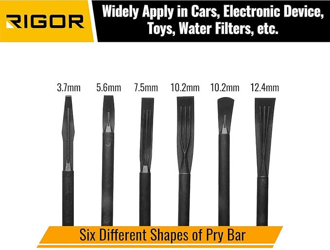 RIGOR 56001 Non-Marring Pick and Pry Bar Set, 6 PCS | Removal Lever Set | Replacing Gaskets, Oil Seals, O-Rings, Small Part