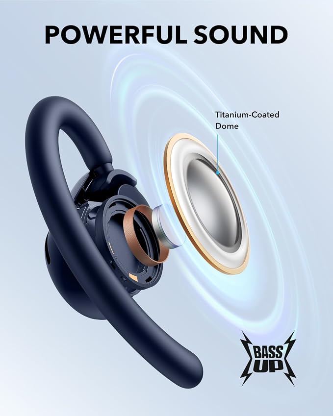 Soundcore V20i by Anker Open Ear Earbuds, Open Ear Headphones True Wireless | Adjustable Hooks, Ultra-Comfort, Snug Fit, Power Sound, Clear Calls, IP55, 36H Playtime, Bluetooth 5.4, Multipoint Connection