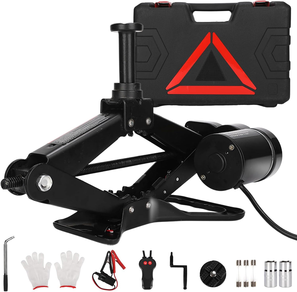 ROGTZ Electric Scissor Car Jack Kit 3 Ton 12V Portable Auto Car Lift with 17.7 Inch Range for SUV Sedan Floor Jack for Tire Change Roadside Emergency