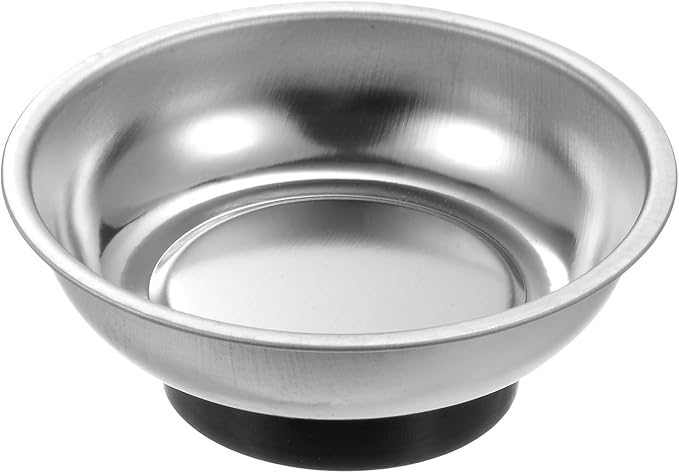 HARFINGTON Round Magnetic Tray 3" x 1" Stainless Steel Magnet Tool Tray Parts Holder for Socket Screw Nuts Bolts Pin Washers Metal Parts