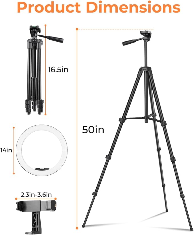 Sensyne 14" Ring Light with Tripod Stand, LED Circle Light with Phone Holder