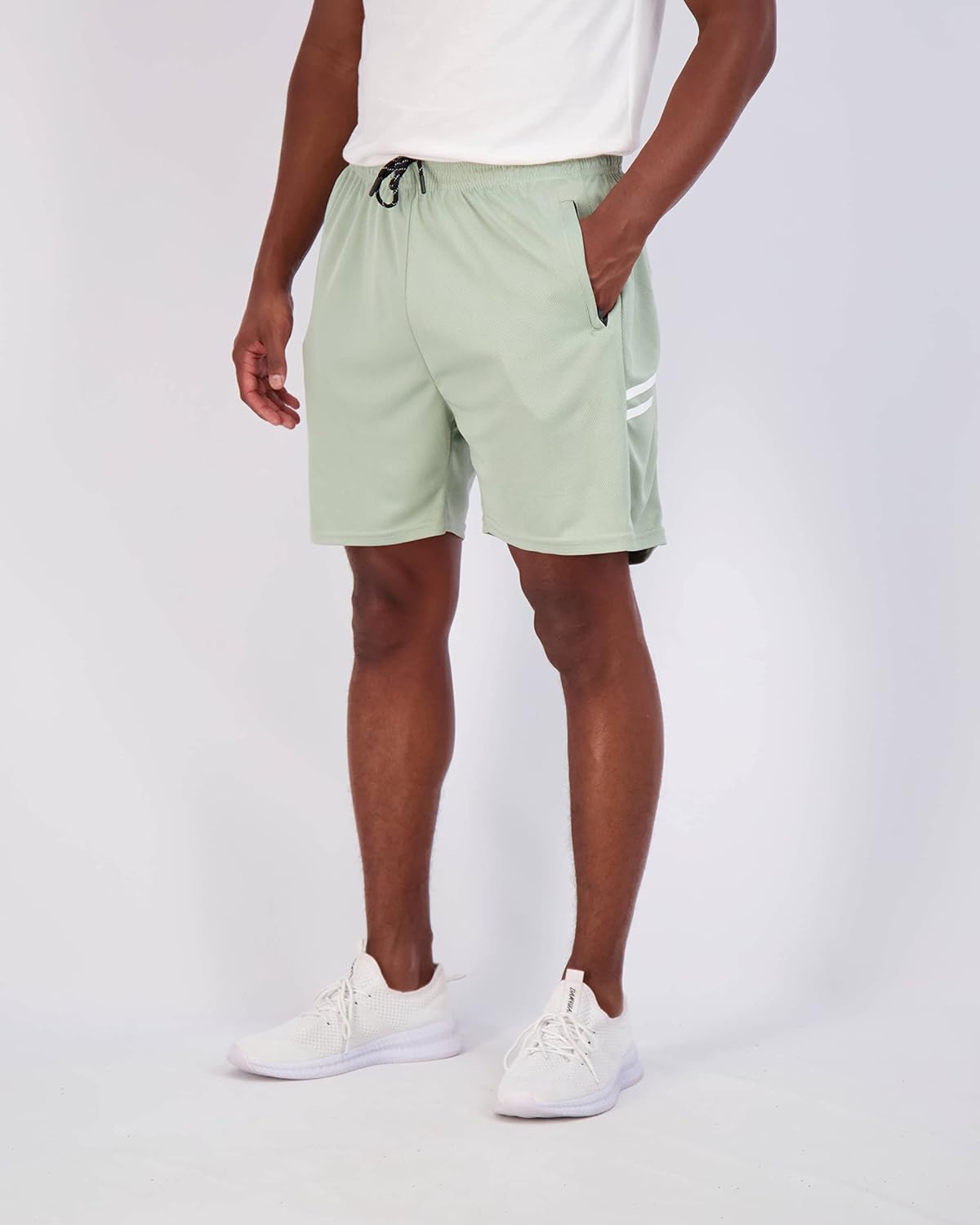 Real Essentials Men's Mesh 7" Athletic Zipper Shorts - Comfortable Workout & Gym Wear | Big & Tall Available