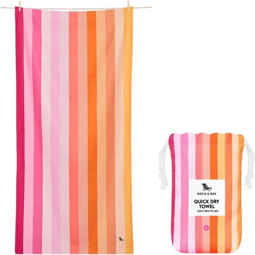 Dock & Bay Quick Drying Towel - Compact & Lightweight Sports Towel - 100% Recycled - Extra Large Miami Sorbet (200x90cm)